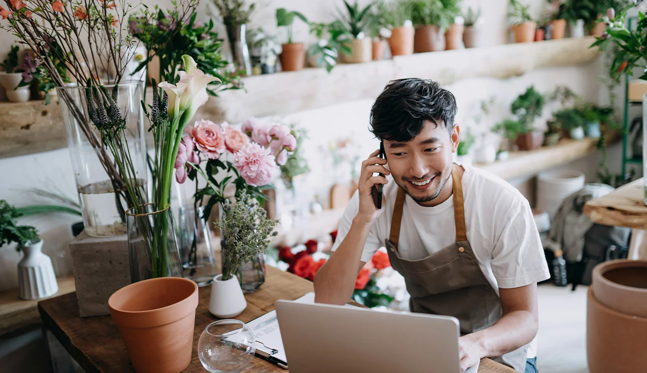 Business owner in a flower shop